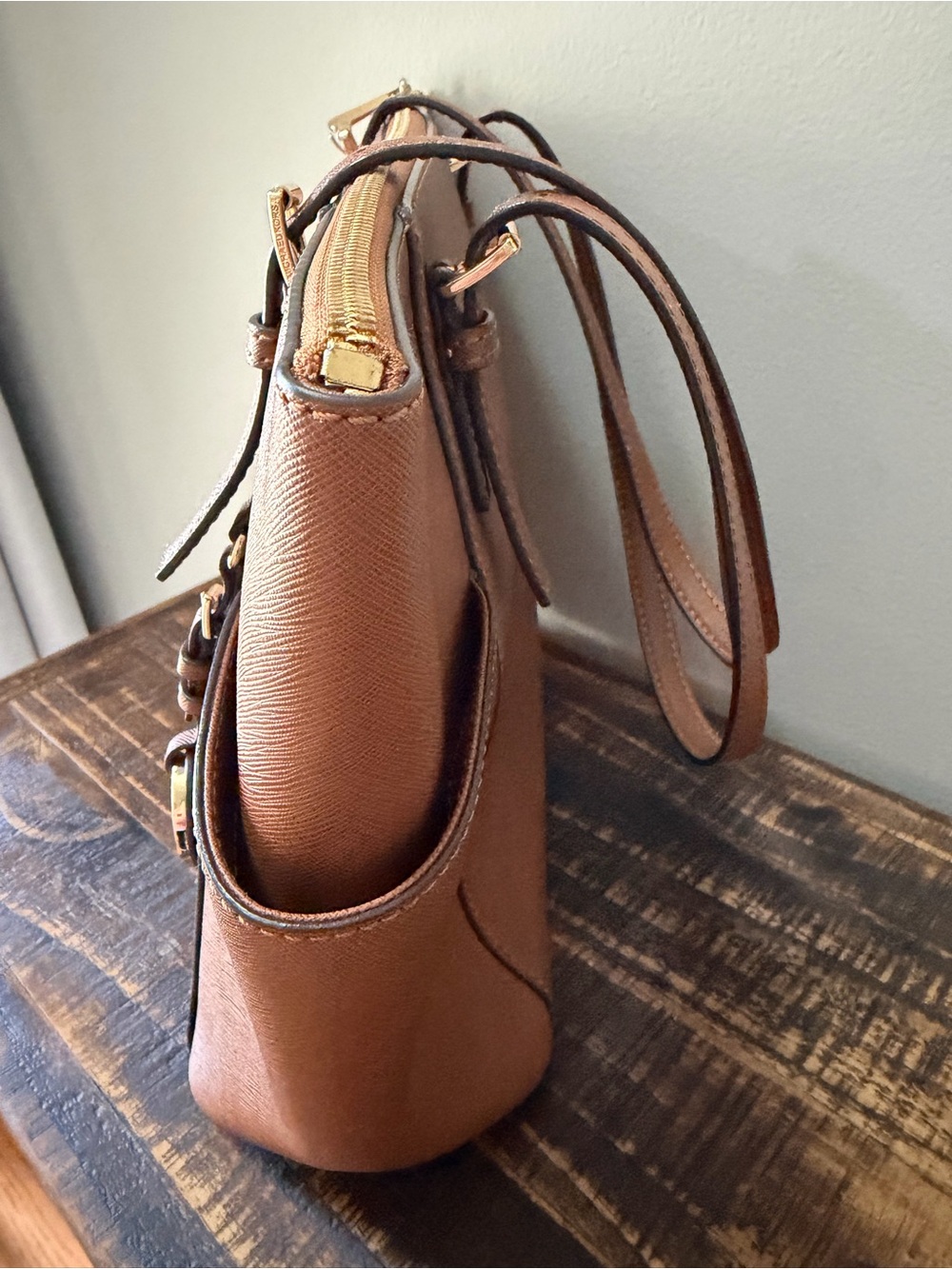 Michael Kors Cognac Tote with MK Charm - Picture 5 of 9
